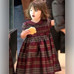 Vintage Janie & Jack Plaid Silk Dress with Peter Pan Collar Size 2T